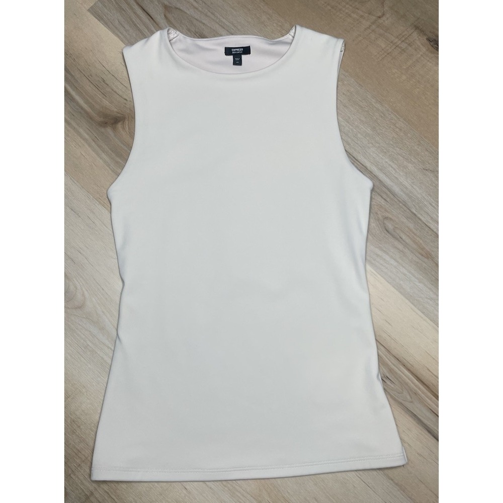 Express Body Contour Tank Top XS Beige Sleeveless Stretch‎ Fitted Basic